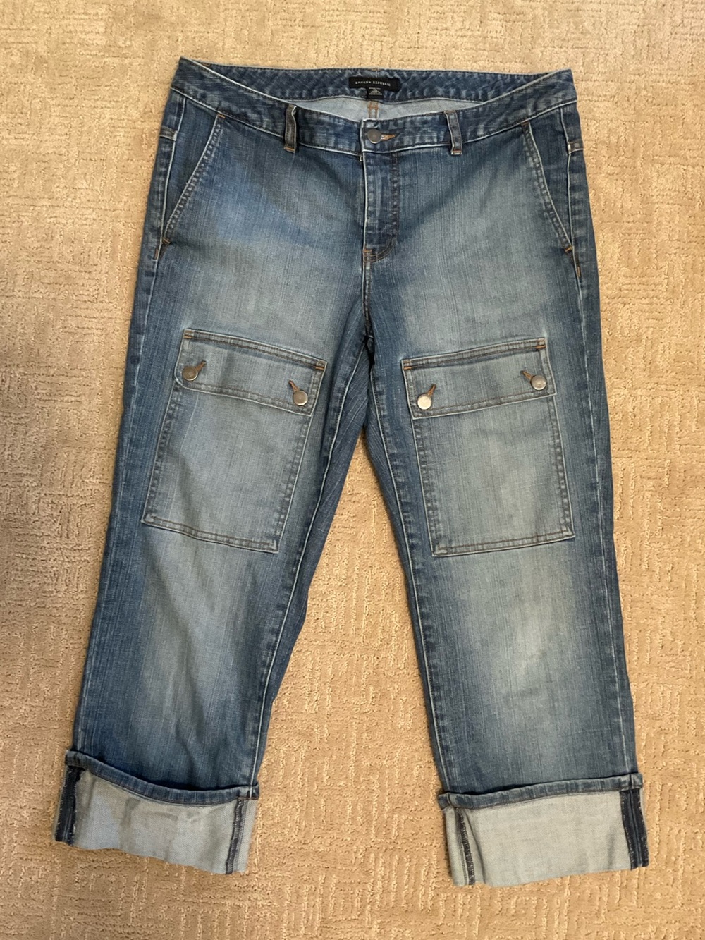 💙 Vintage Banana Republic Cropped Cargo Utility Jeans 14 Minimalist Timeless Y2K